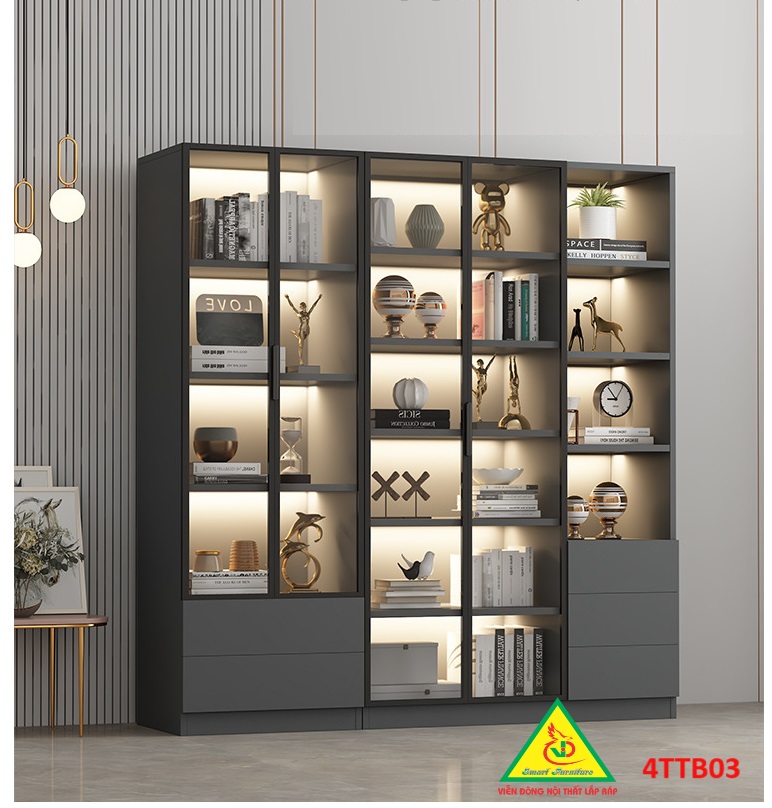 Tủ trưng bày sản phẩm cánh kính,  tủ đa năng 4TTB03 - Nội thất lắp ráp Viễn Đông Adv