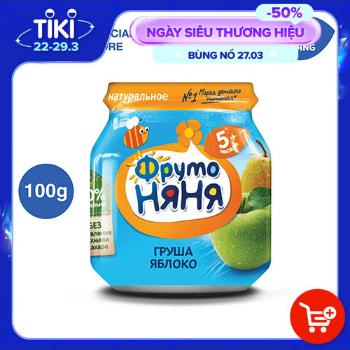 Trái cây nghiền vị táo và lê Fruto Nyanya 100g