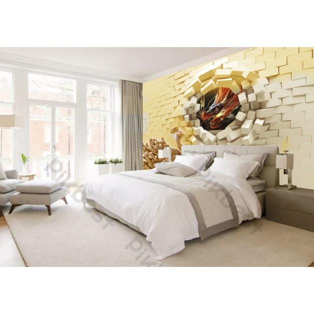 Tranh dán tường Tranh rồng phụng nổi bật hiện đại, tranh dán tường 3d hiện đại MS1029835