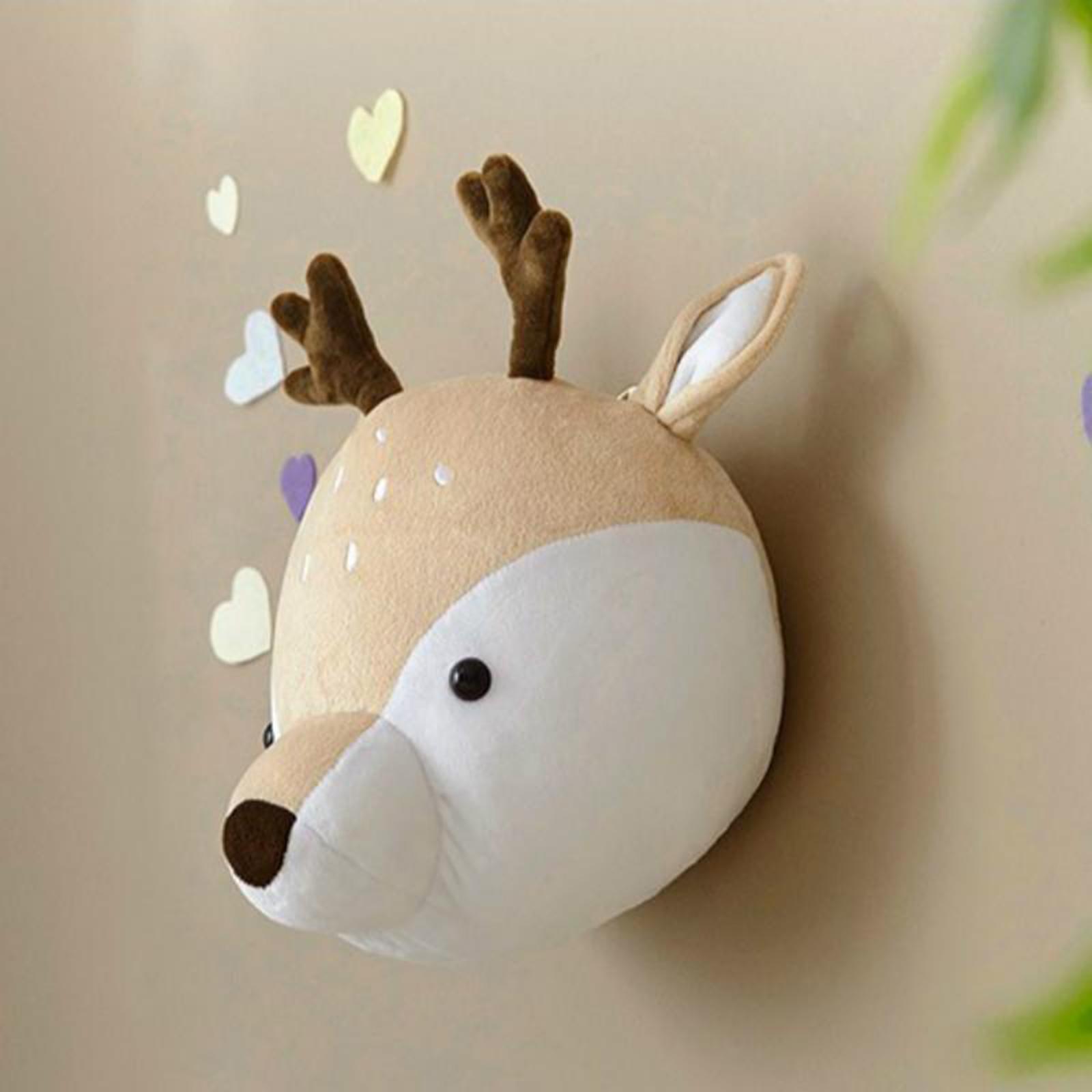 2x Wall Decor Animal Head Wall Ornaments Wall Hanging Mount for Kids Room