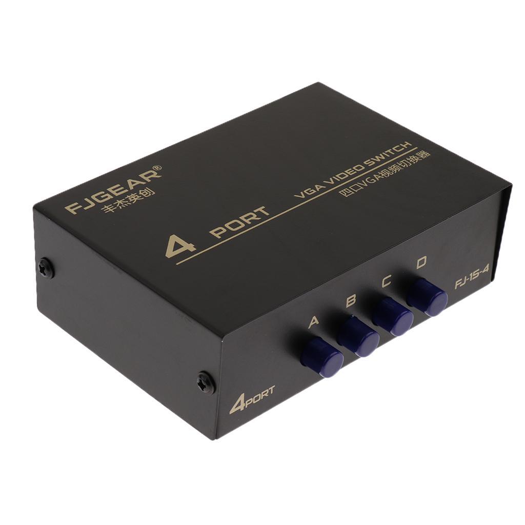 4 Port VGA Switch Video Manual Switcher Box 4 x 1 Selector 4 PC In 1 Out