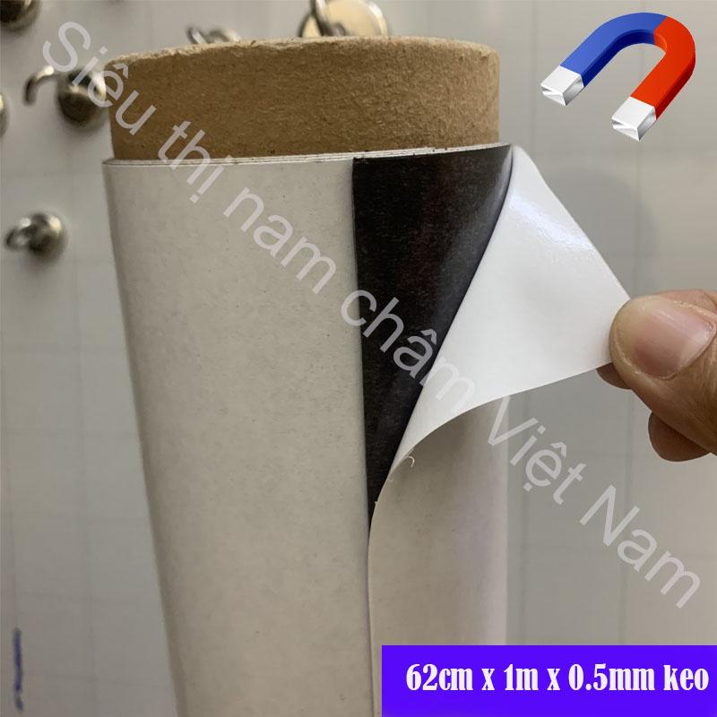 Nam châm dẻo 62cm x 0.5mm x 1met có keo dán