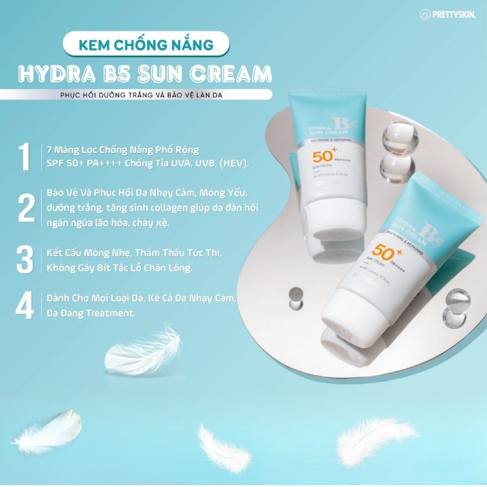 Kem chống nắng Pretty Skin phục hồi dưỡng trắng Hydra B5 Sun Cream SPF 50+/PA+++ 70ML