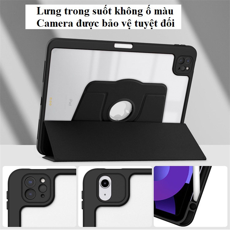 Bao Da TPU Xoay 360° Dành Cho iPad Pro 11 inch , iPad M2/ M1, iPad Air 4/ Air 5 10.9 inch iPad 10 2022 Gen 10 Xoay dựng đứng và ngang, Phía trong có ngăn đưungj bút tiện lợi