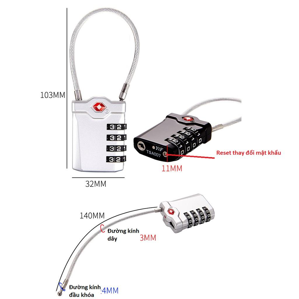 Khóa số dây chống trộm đổi được mật mã 4 số