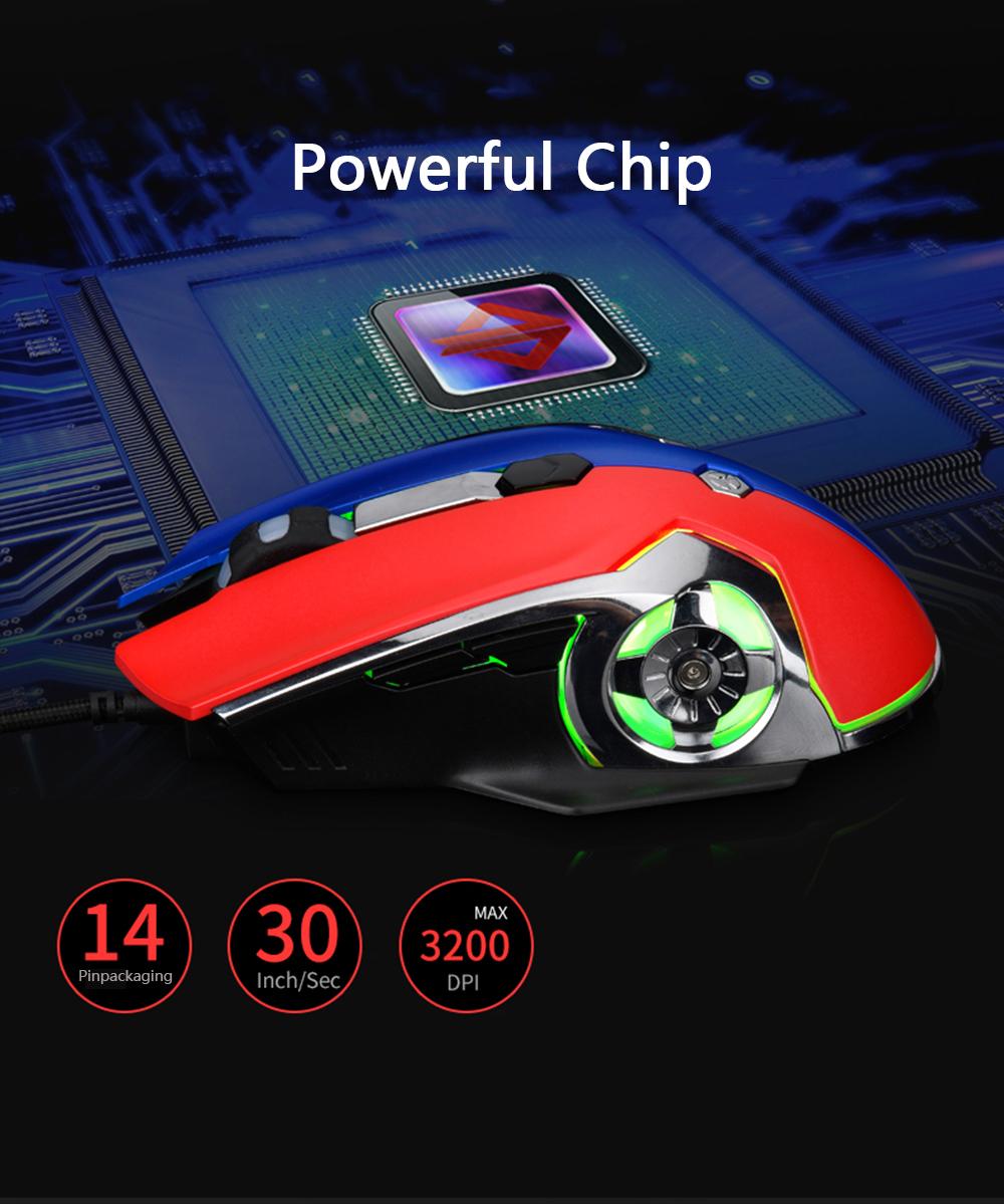 Chuột chơi game có dây USB 6 phím Lập trình macro tùy chỉnh 3200DPI cho văn phòng tại nhà Ajazz AJ120 
