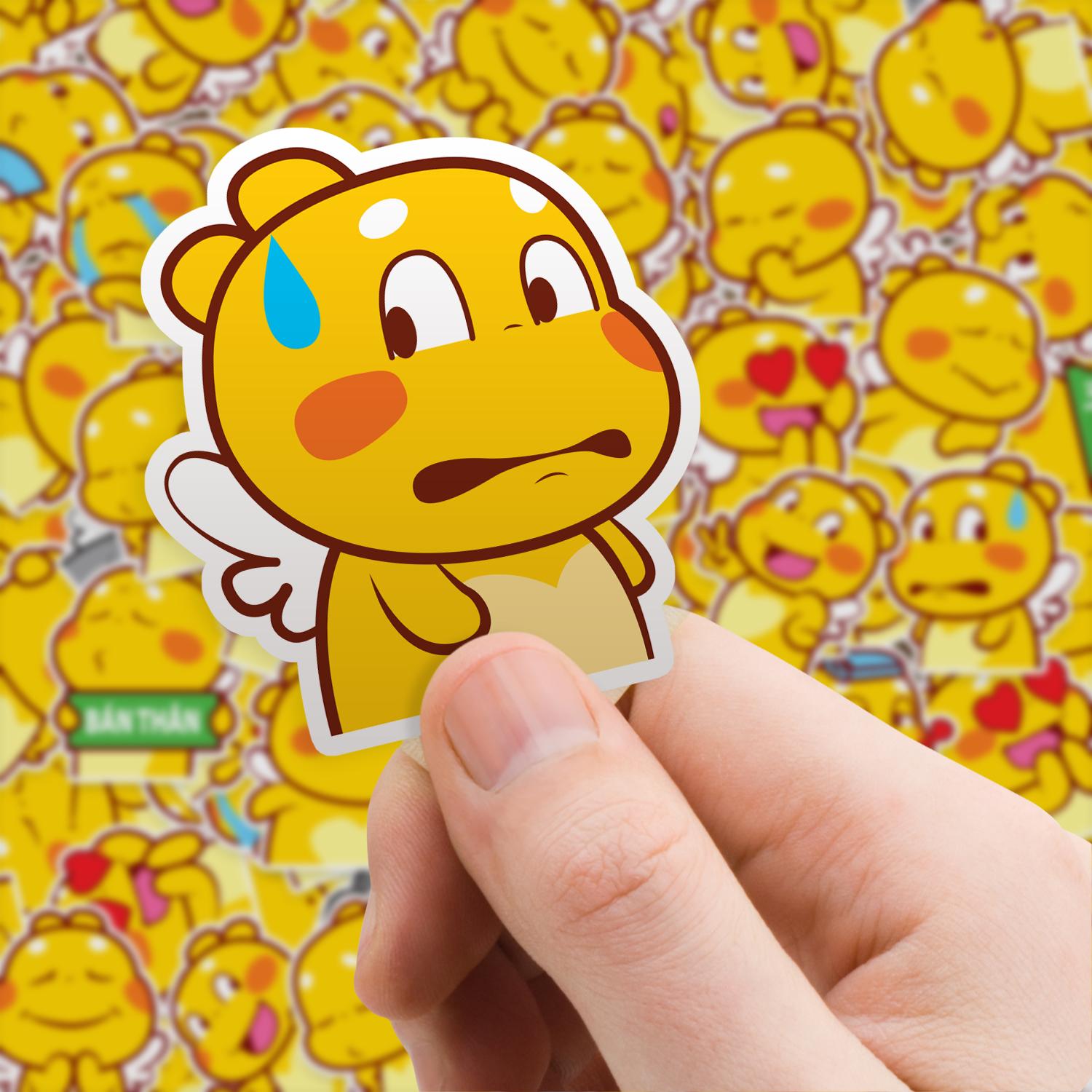 Set 30-100 Sticker khủng long Vàng Qoobee hình dán có ép lụa