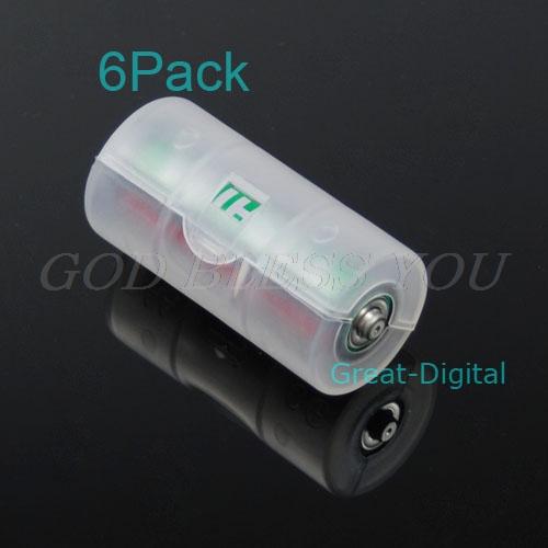 6x Kích Thước AA Sang C Pin Adapter Chuyển Đổi Adapter Ốp Lưng Thả Vận Chuyển