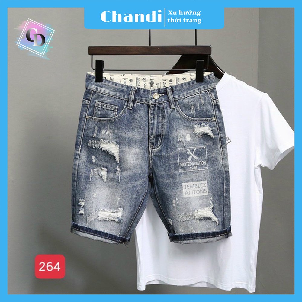 Quần Short Jean Nam co dãn kiểu dáng trẻ trung đơn giản Thương Hiệu Chandi, quần sọt mẫu mới xu hướng 2021 QSJN264