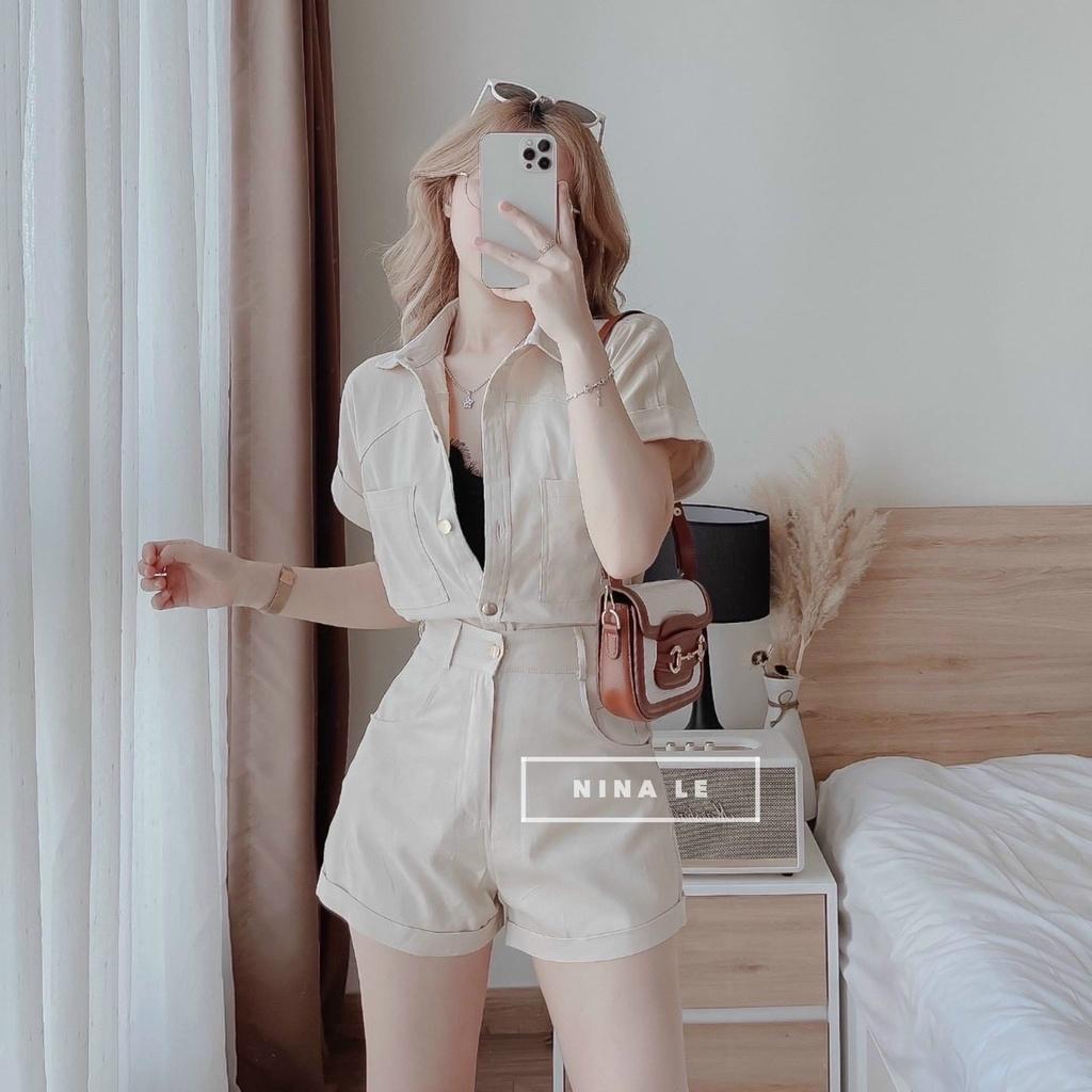 Set bộ đồ nữ áo tay ngắn phối quần đùi ống đứng cùng tone cá tính, xinh xắn dành cho các nàng đi chơi, dạo phố