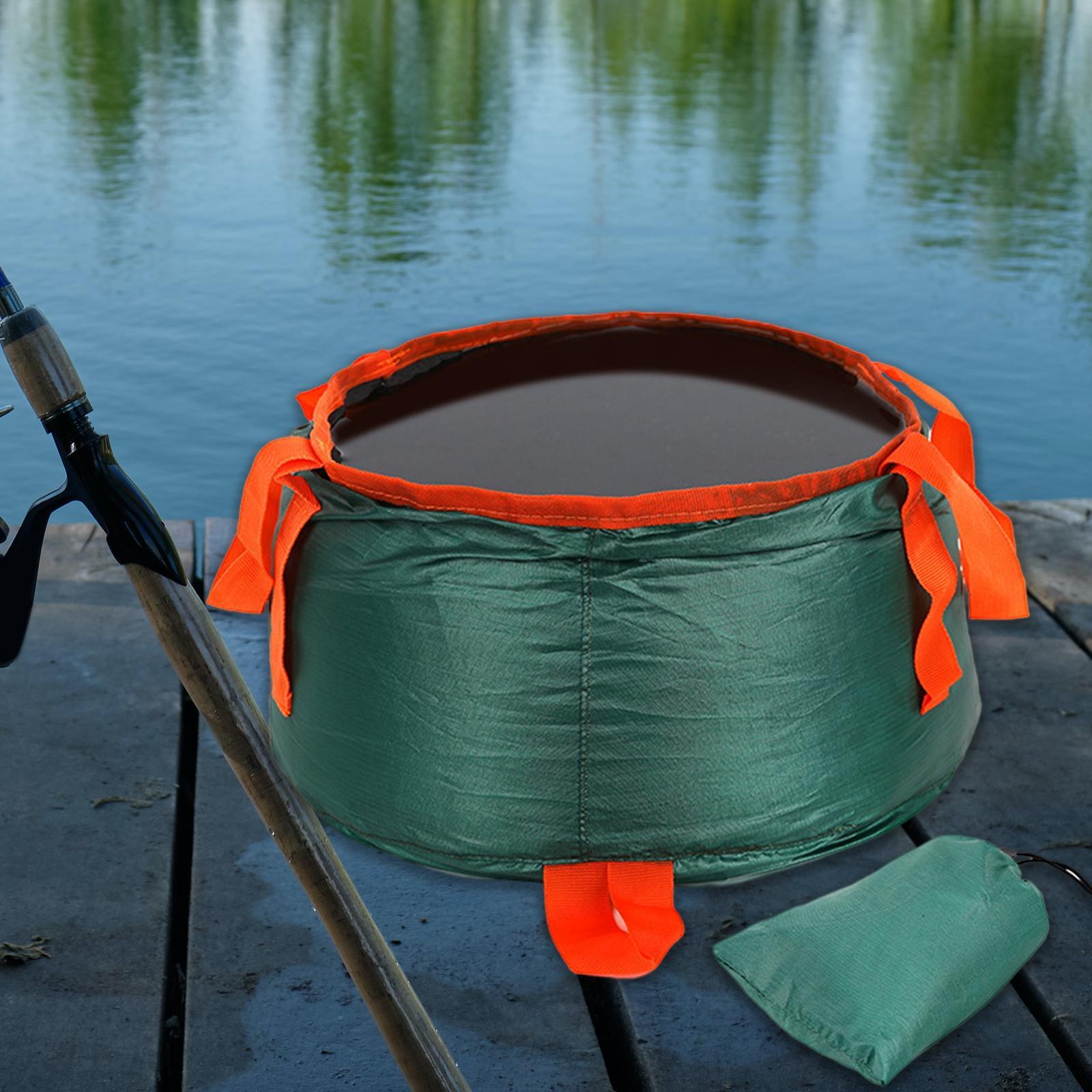 Collapsible Bucket Foldable for Camping with Bag Wash Basin Dark Green
