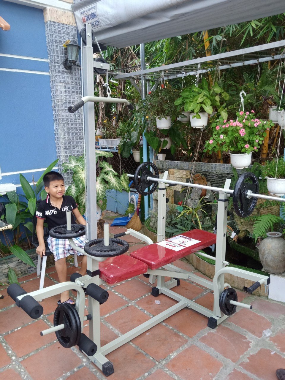 Giàn tạ đa năng Zasami DV 2014 kèm 54kg tạ gang , đòn tạ 1m5, 1 găng tay tập tạ