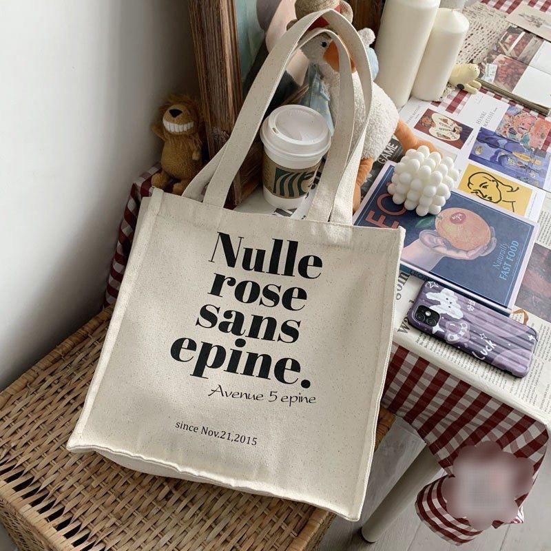 Túi Tote Vải Nữ Đeo Vai họa tiết chữ Phong Cách Ulzzang