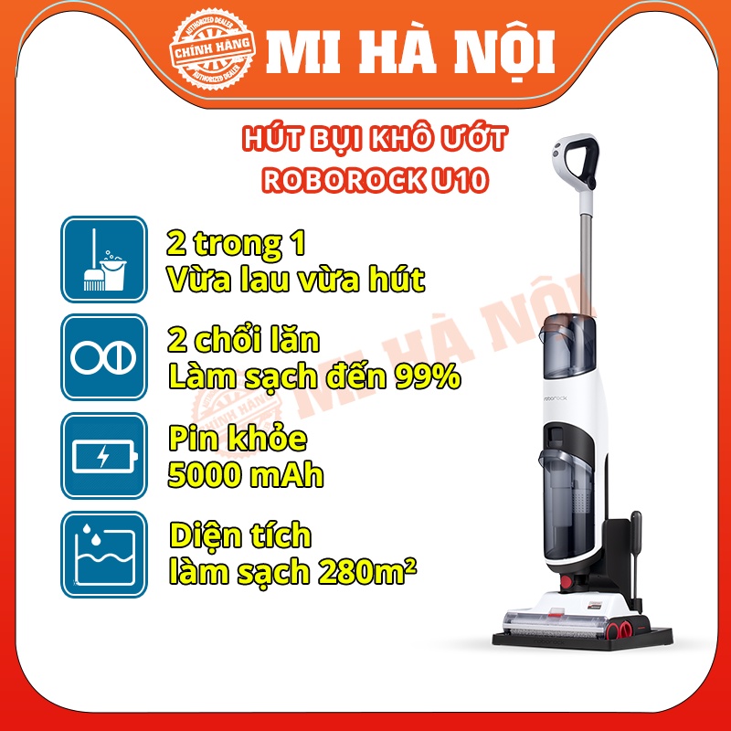 Máy hút bụi lau sàn khô và ướt Xiaomi Roborock U10 - Hàng chính hãng