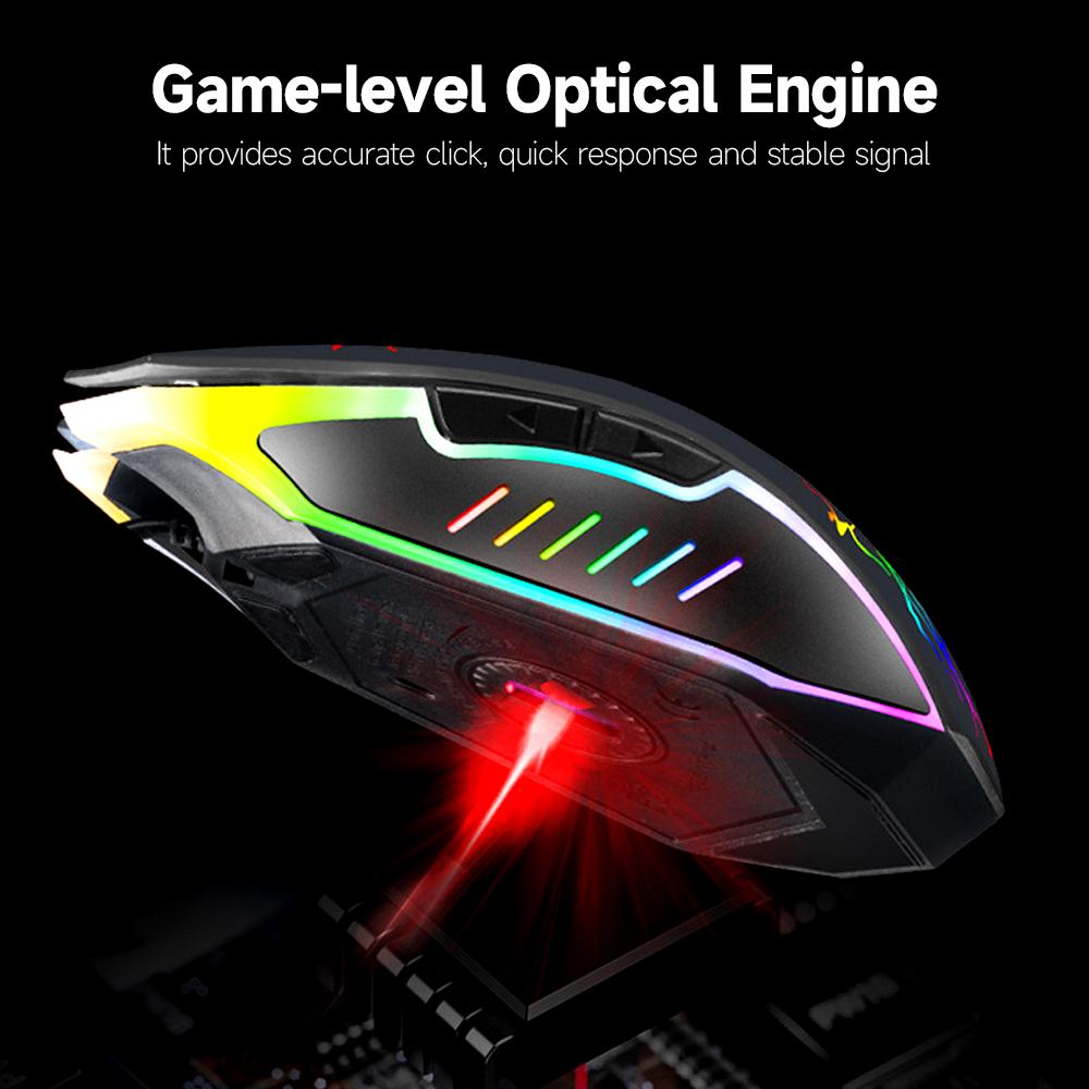 Wired Gaming Mouse Optical Mouse Game-level Engine Colorful Breathing Light 4-gear Adjustable DPI Ergonomic Mice White