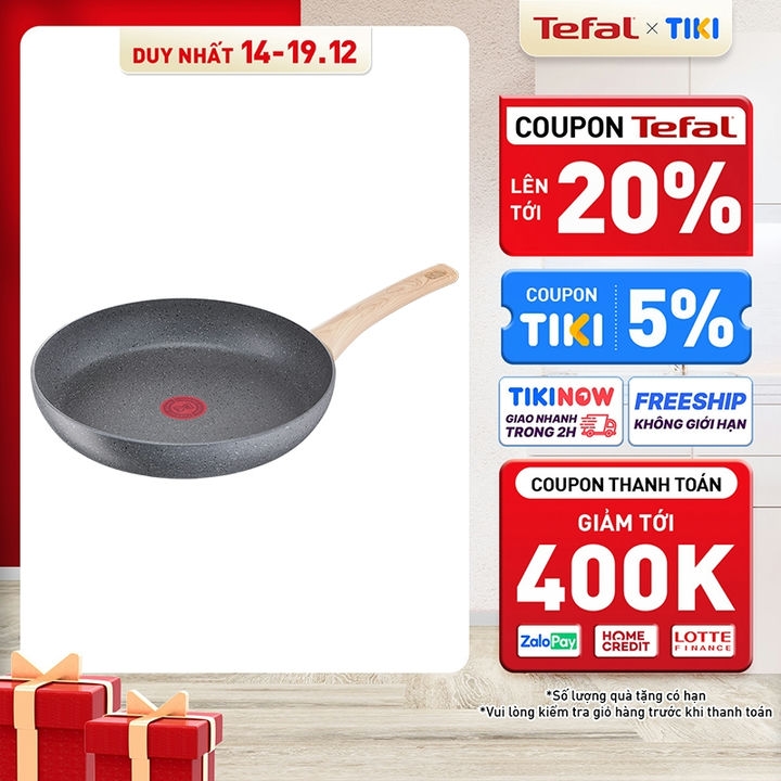 Chảo chiên chống dính vân đá đáy từ Tefal Natural Force 24cm, dùng cho mọi loại bếp - Sản xuất tại Pháp - Hàng chính hãng