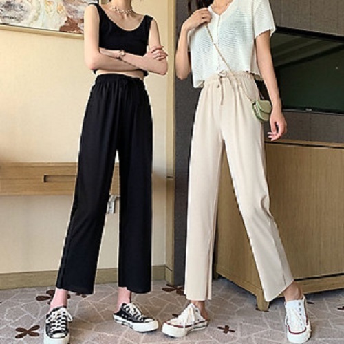 Quần ống suông rộng culottes gân tăm mềm mát