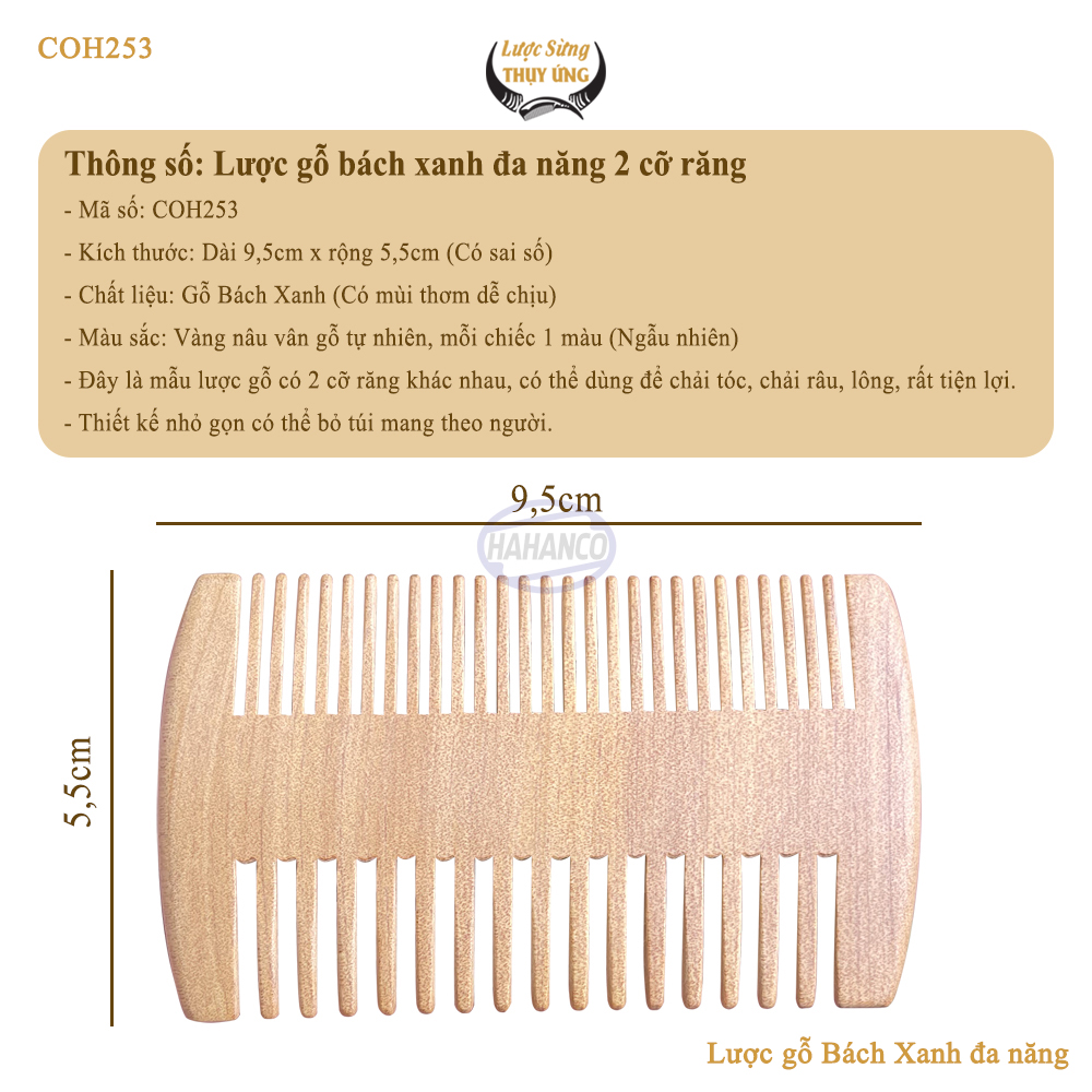 Lược Bí 2 Kiểu Răng Thưa Và Mau Chải Tóc Gỡ Rối Mùi Gỗ Thơm Dễ Chịu - COH253
