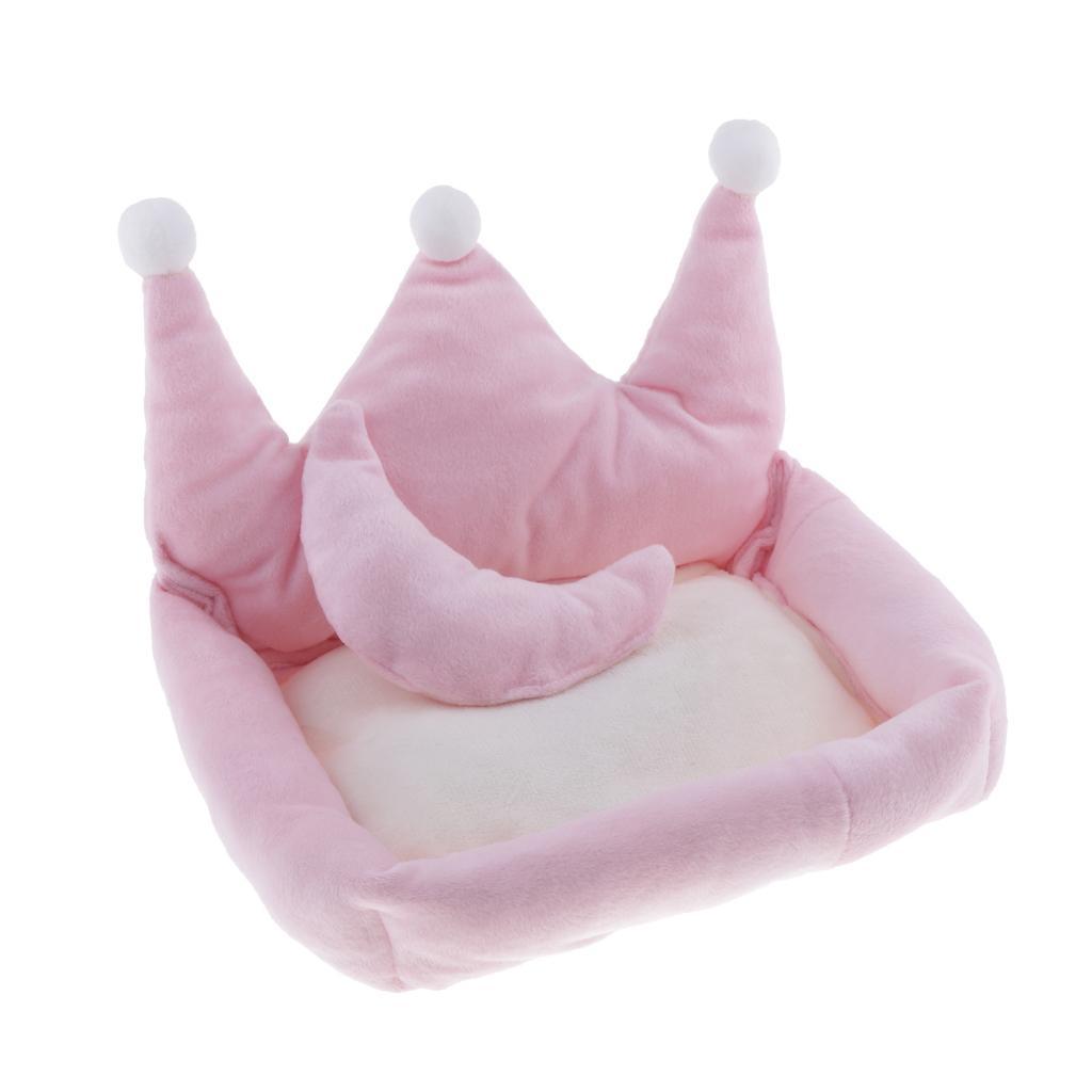 Cute Crown Shape Dog Sleeping Bed Cozy Winter Warm Cat Dog House Pink