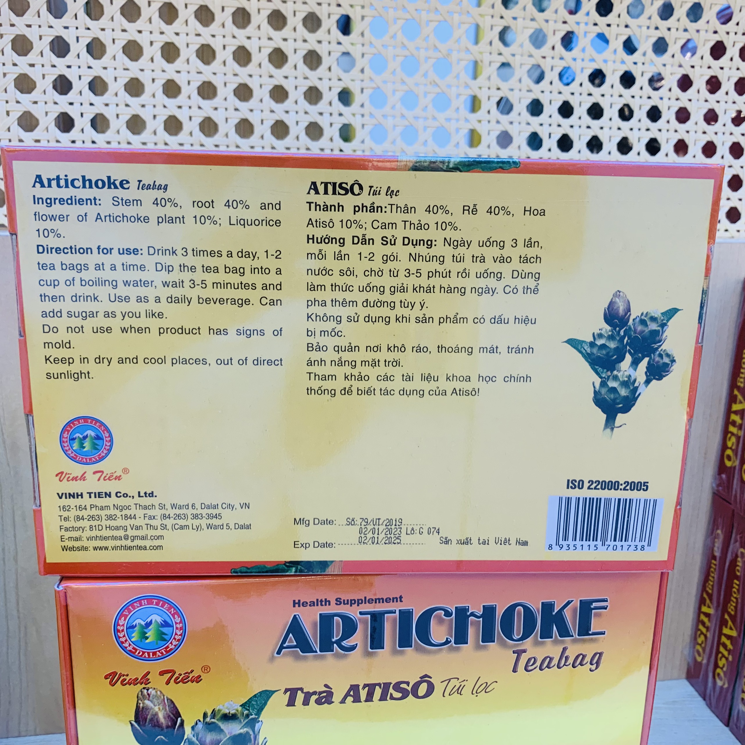 Trà Atiso Thượng Hạng Túi Lọc Vĩnh Tiến - Giải Độc, Mát Gan, Thanh Lọc Cơ Thể.