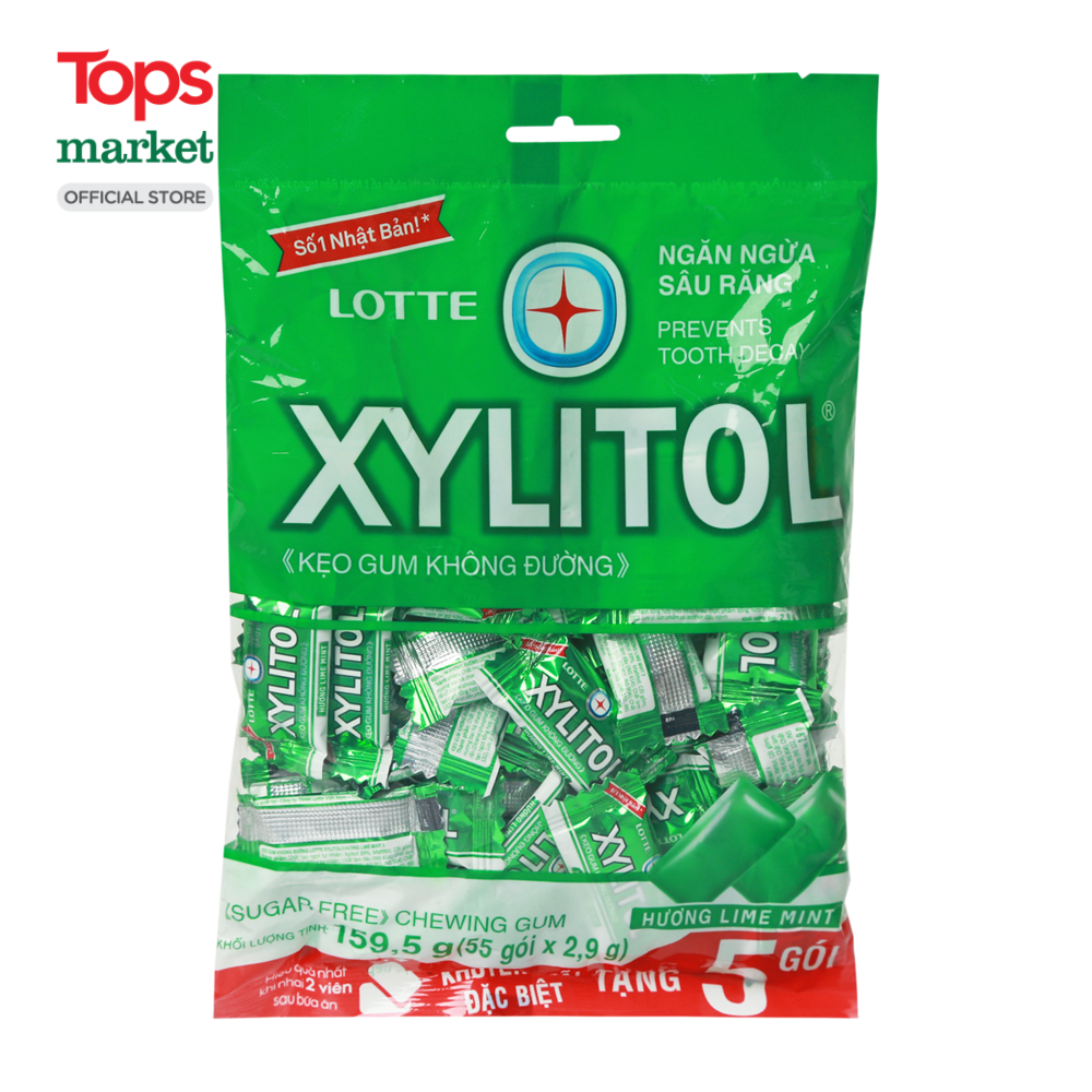 Kẹo Sing Gum Không Đường Lotte Xylitol Hương Lime Mint 159.5G