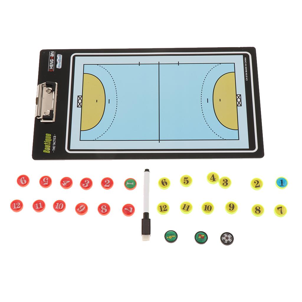 Double Sided Coaching Board Portable Althetic Game Training Strategy Clip Boards Include Marker Pen & Chess