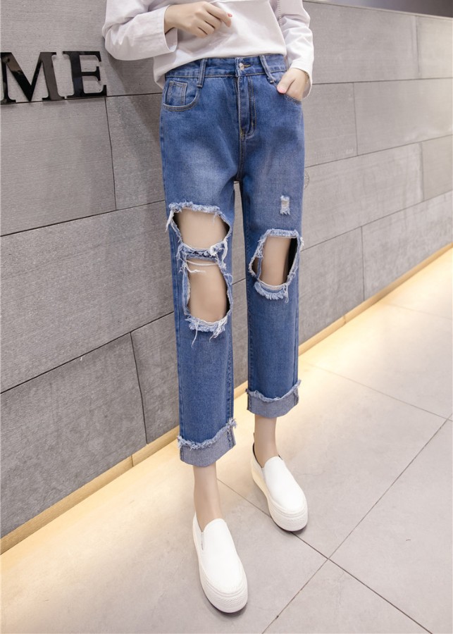 Quần jeans nữ rách lỗ cá tính Mã: QD1834