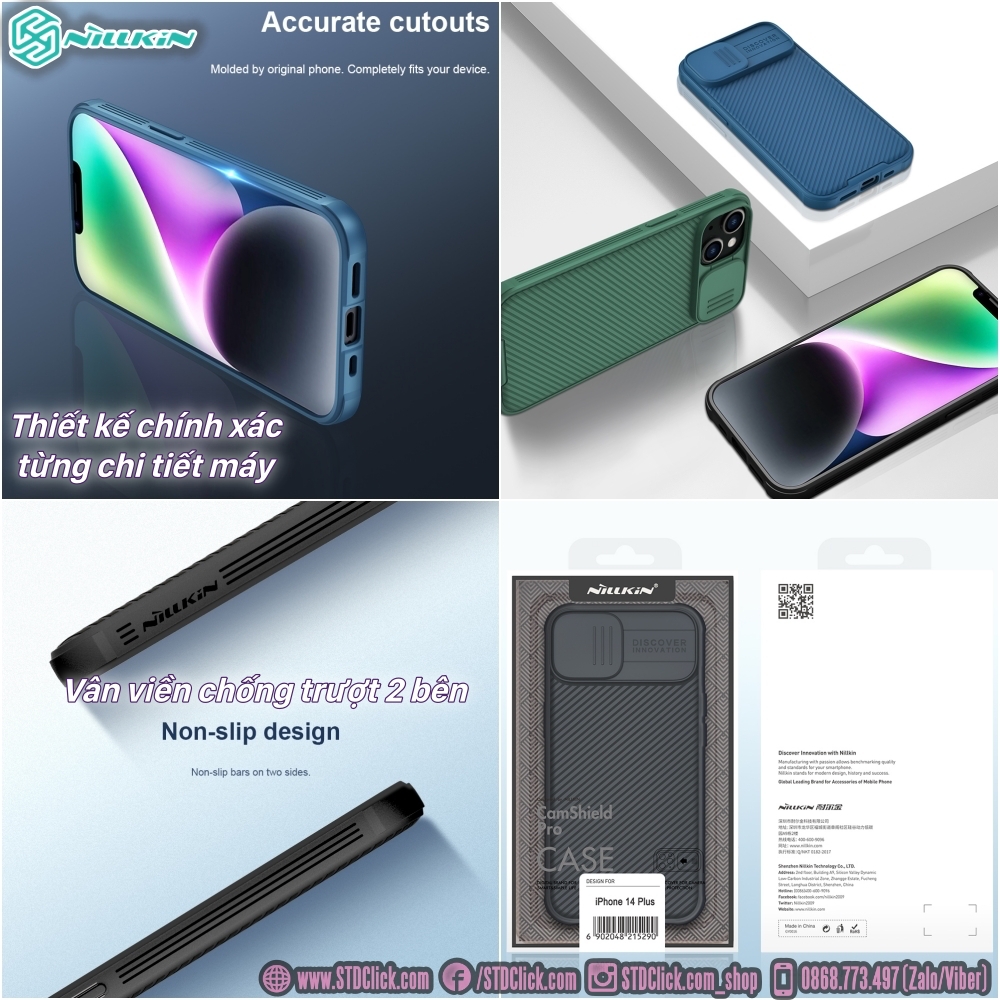 ỐP LƯNG DÀNH CHO ĐIỆN THOẠI IPHONE 14 - 14 PLUS NILLKIN CAMSHIELD PRO NILLKIN