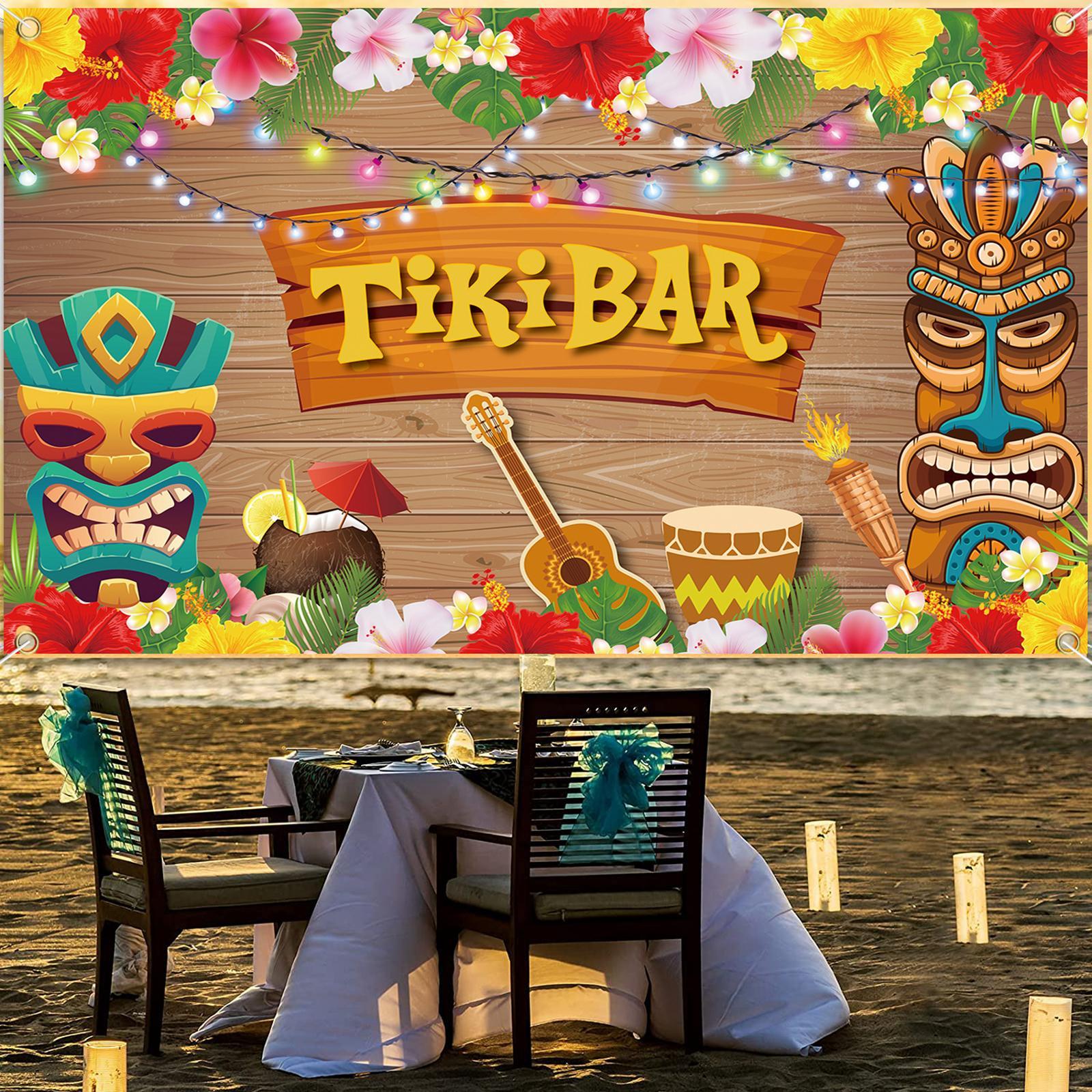 Soft Fabric Luau Backdrop Tiki Aloha Party Photography Background Tropical Banner Baby Shower Decor Photobooth Studio