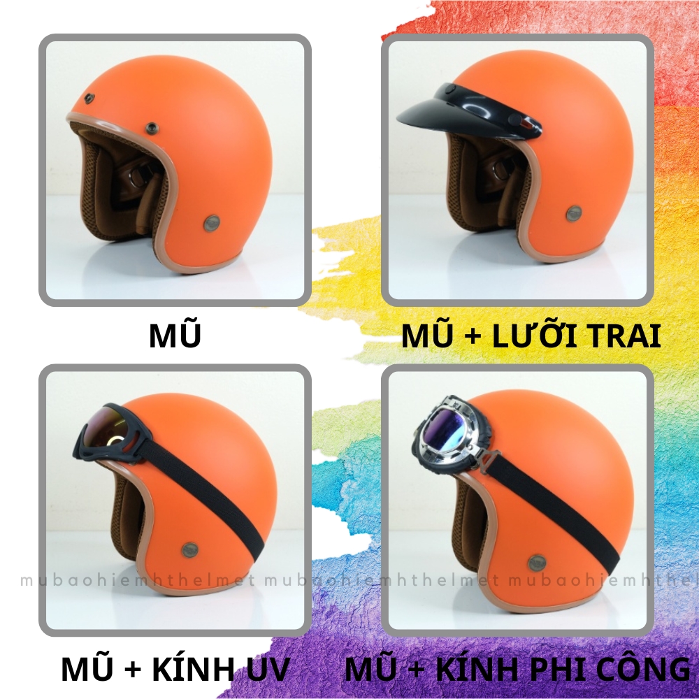 Mũ bảo hiểm 3/4 HT Helmet HP03 thời trang, cá tính, nhiều màu, Freesize ( 55-58.5cm) - Hàng chính hãng