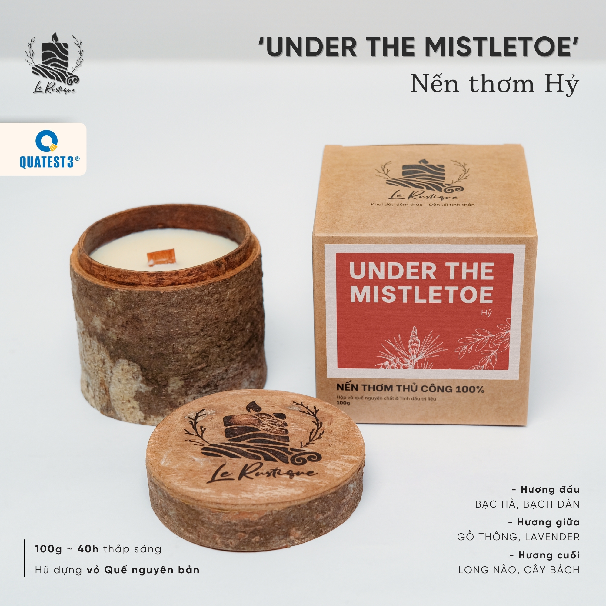 Nến Thơm Trị Liệu Le Rustique Hỷ (Under The Mistletoe) - Nến Thơm Cao Cấp - An Toàn Sức Khỏe