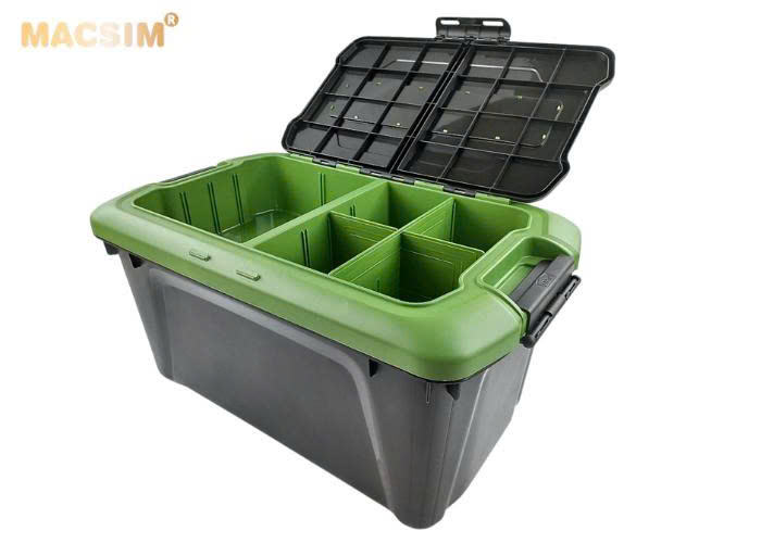 Hộp đựng đồ trên ô tô 60 lít kích thước màu đen xanh 59,5cm x 35,5cm x 35cm - hộp đựng đồ trong cốp ô tô nhãn hiệu Macsim chất liệu PP cao cấp