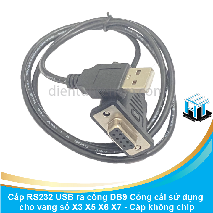 Cáp RS232 USB ra cổng DB9 Cổng cái sử dụng cho vang số X3 X5 X6 X7 - Cáp không chip