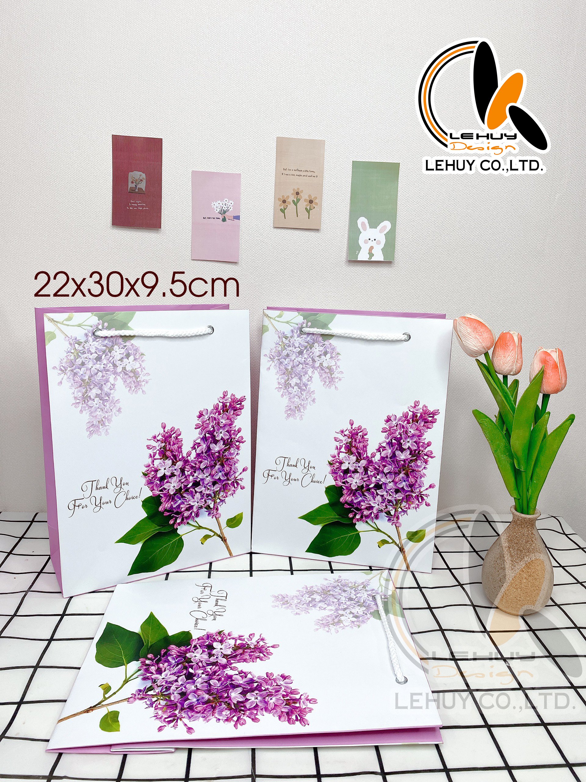 COMBO 50 TÚI GIẤY C ĐỨNG LỚN HOẠ TIẾT HOA