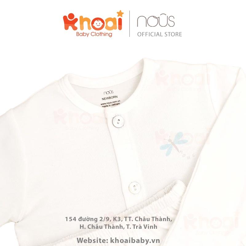 Bộ cài thẳng dài Nous trắng hình chuồn chuồn Newborn - Chất liệu Nu Petit 95% cotton thiên nhiên