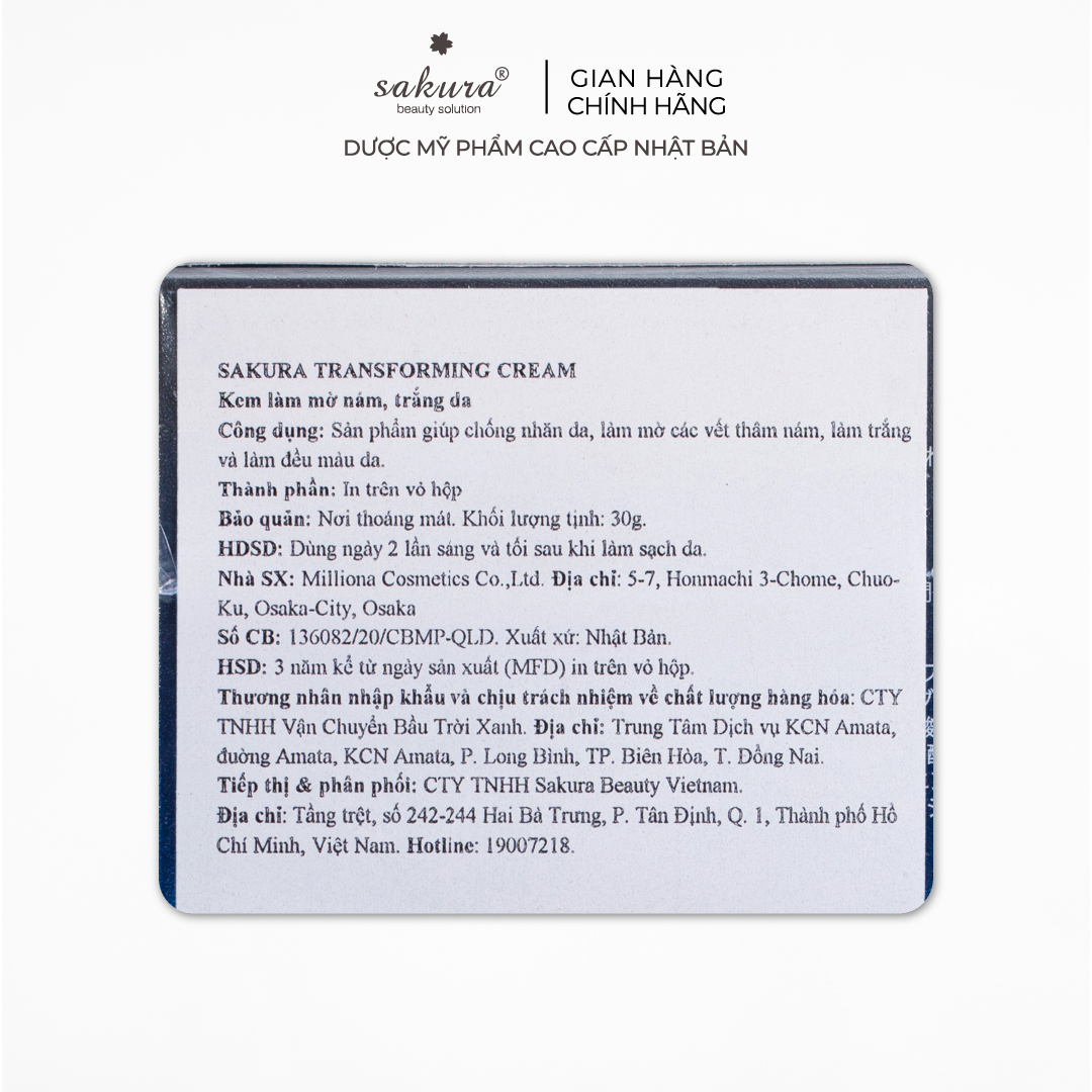 Kem làm mờ vết nám Sakura Transforming Cream 30g