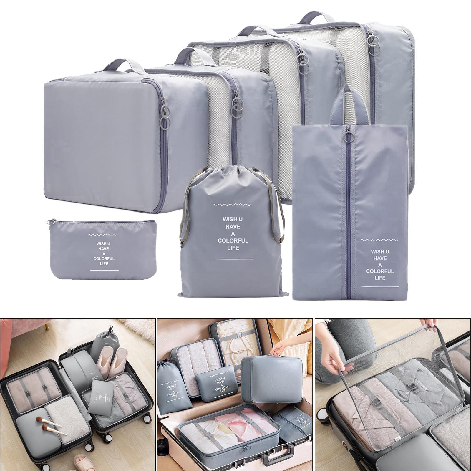 7Pcs Portable Packing Cubes Travel Organizers Lightweight Shoes Bag Luggage Packing Organizers for Luggage Toiletries Clothes