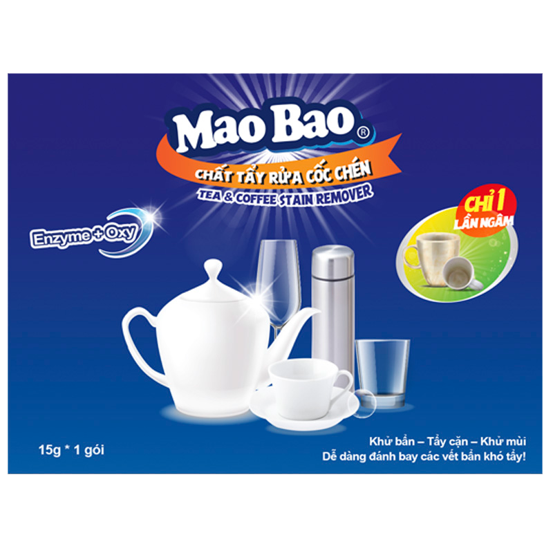 Chất Tẩy Rửa Cốc Chén Siêu Sáng Bóng Mao Bao 15g x1 gói