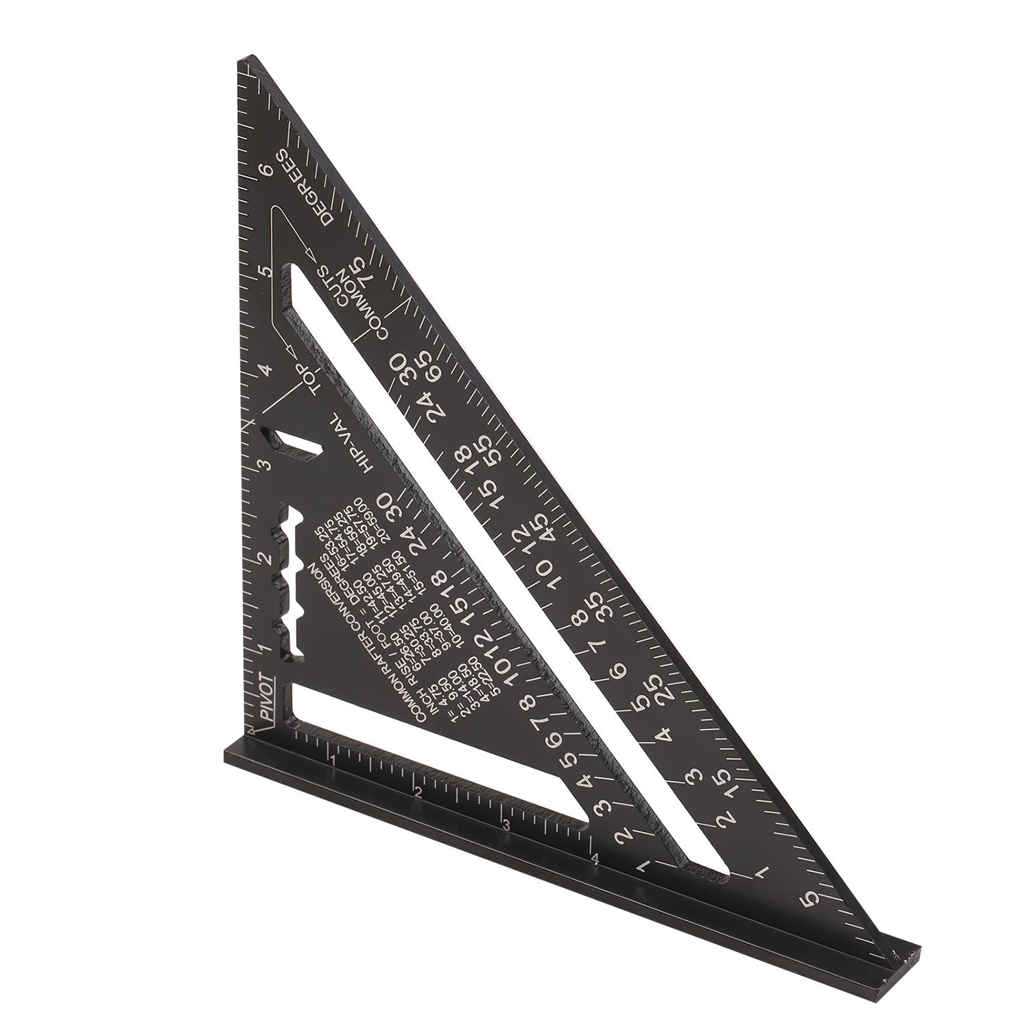 12 Inch Rafter Square Aluminum Alloy Metric Triangle Ruler Double Scale Triangle Protractor Layout Gauge High Precision
