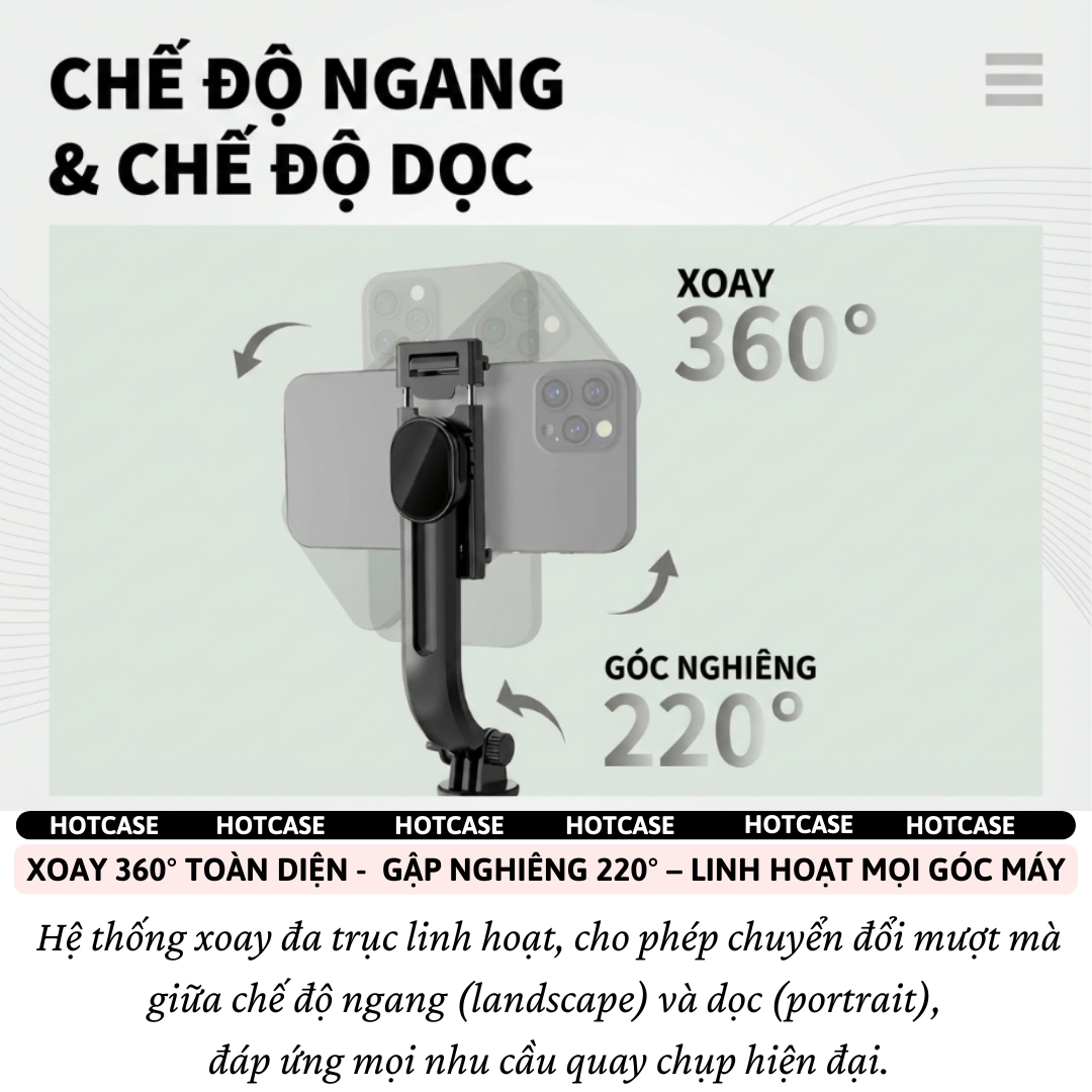 Gậy chụp hình selfie tripod 3 chân bluetooth không dây Xoay 360 độ HOTCASE I12 cho iPhone 17 16 15 14, samsung, oppo, vivo - Gập Gọn 3in1, Chống Rung Cực Đỉnh, Xoay 360°, Cao 1130mm - Hàng nhập khẩu