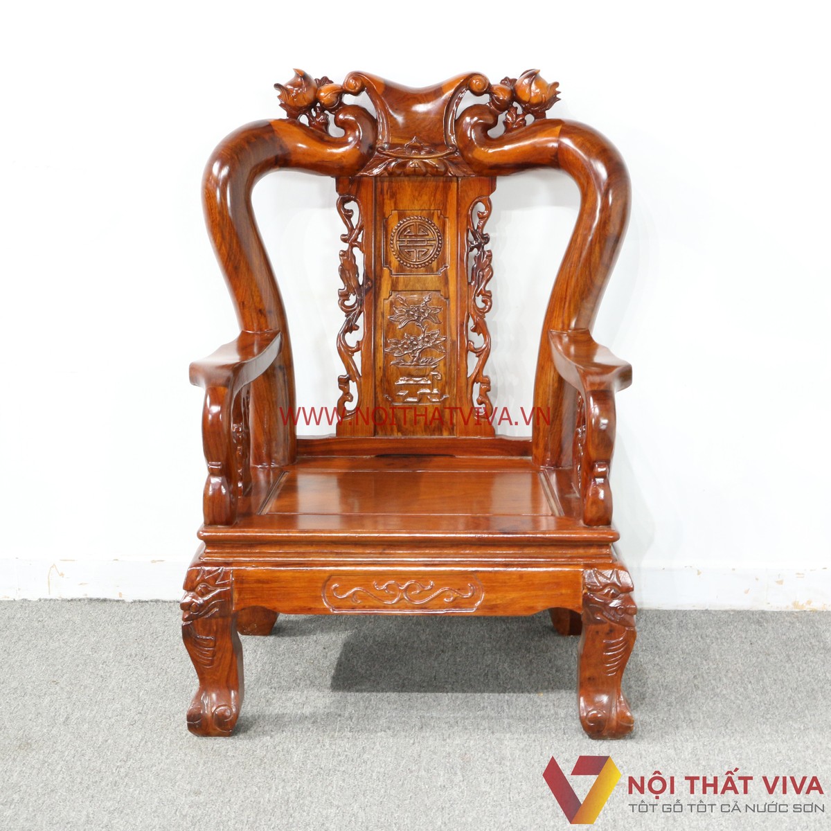 Bộ Bàn Ghế Salon Gỗ Hương Chạm Đào 6 Món Tay 10