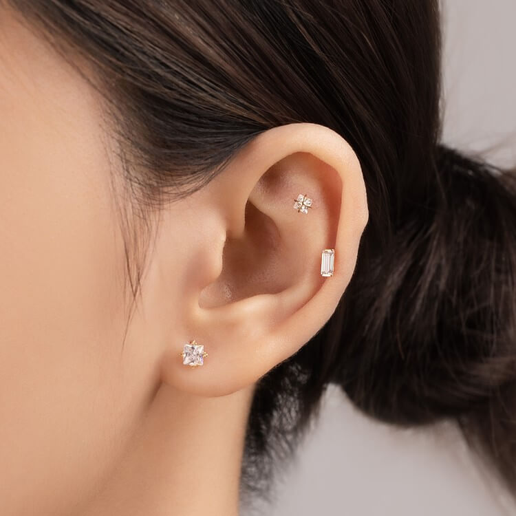 Khuyên Tai Vàng 14KY chuôi bi vặn Korean Style (V0182) - MOON Jewelry