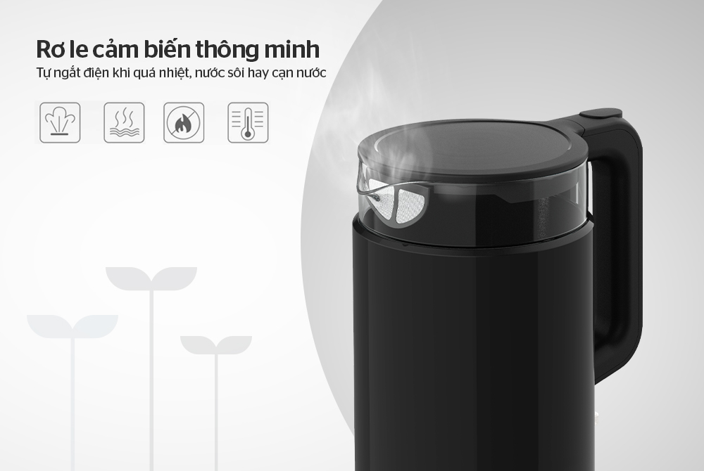 Ấm Siêu Tốc Thủy Tinh Cao Cấp Sunhouse SHD1330 1.7 Lít - Bảo Hành 24 Tháng Toàn Quốc