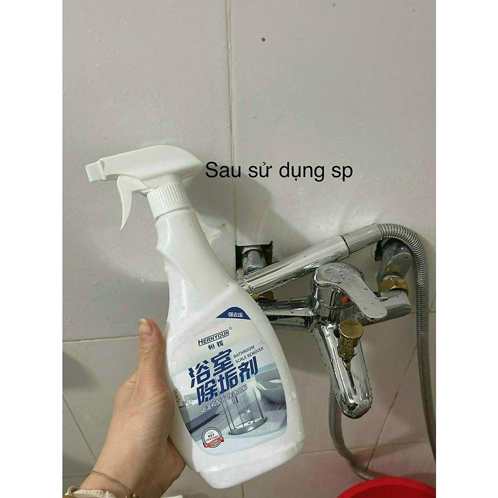 Combo 02 Chai Xịt Tẩy Cặn Bẩn Trên Bồn Rửa Sứ Gạch Men Vách Nhà Tắm Siêu Sạch Chai 500ml Hiệu HERNYOUN