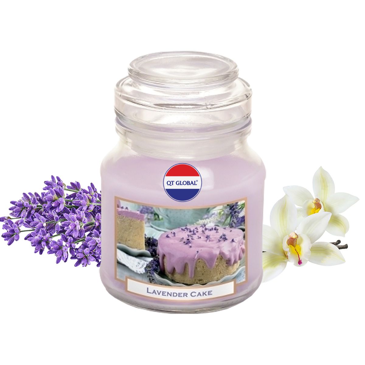 Hũ nến thơm Bartek Lavender Cake 130g QT0448 - hoa oải hương khô