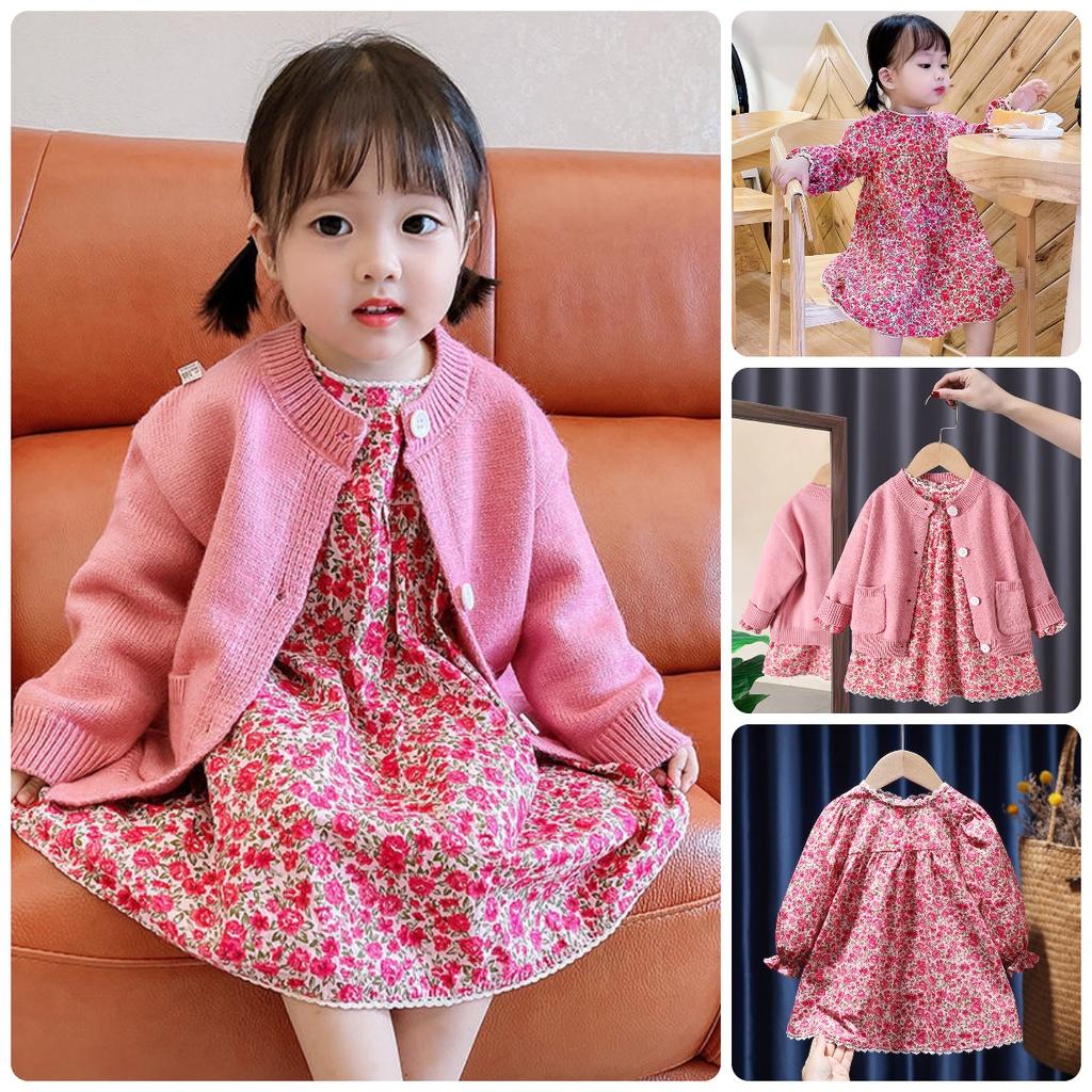 VT77 Size90-130 (9-27kg) Đầm váy bé gái (Áo khoác và váy) Thời trang trẻ Em hàng quảng châu