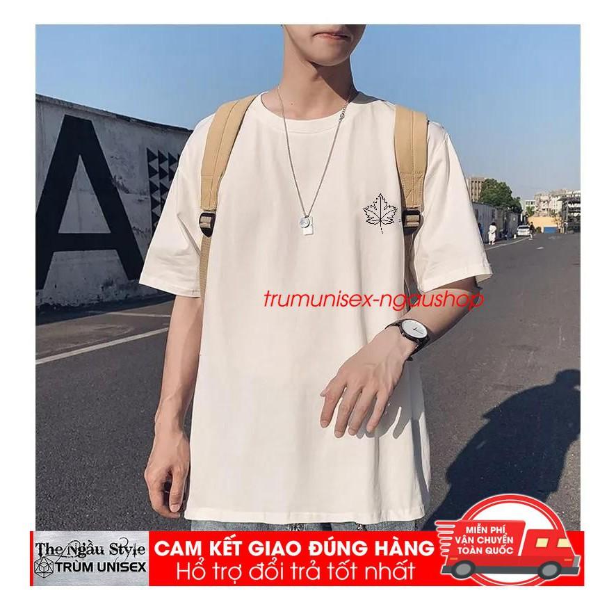 Áo thun Stee nam tay lỡ unisex form rộng overtee Lá Phong Hàn Quốc màu trắng và đen chất vải cotton xịn Trumunisex