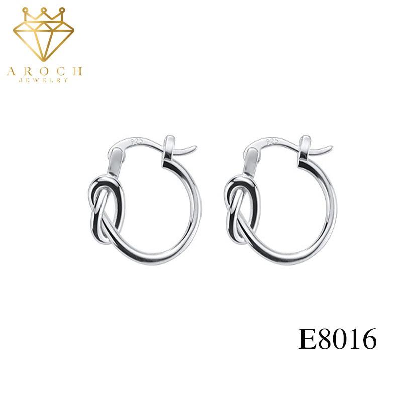 Khuyên tai bạc Ý s925 khóa nút thắt lạ mắt E8016 - AROCH Jewelry