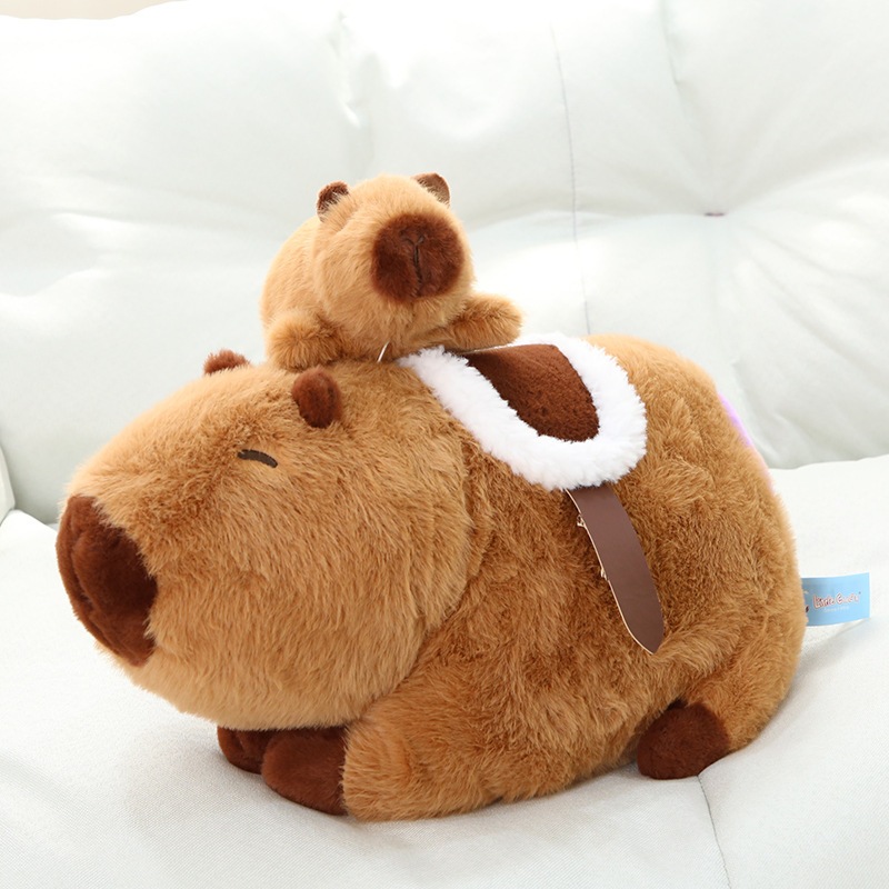 Thú nhồi bông capybara mẹ cõng con đáng yêu - Size từ 30cm đến 50cm - Móc khoá gấu bông Capybara