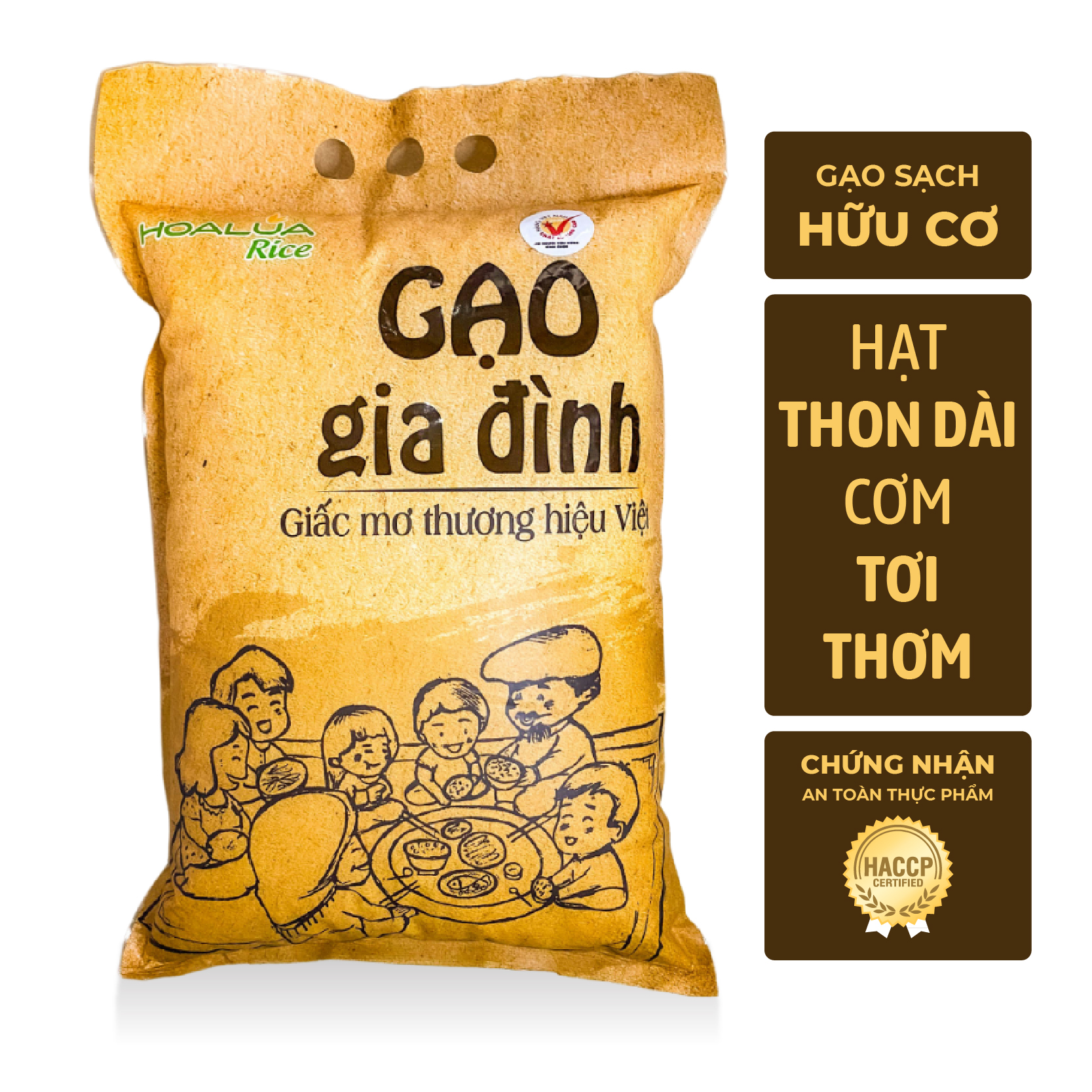 Gạo Gia Đình - Túi 5kg - Dẻo Vừa, Tơi Cơm, Thơm Nhẹ